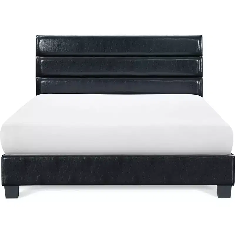 Hudson Leather Upholstered Bed Black - ClickDecor
