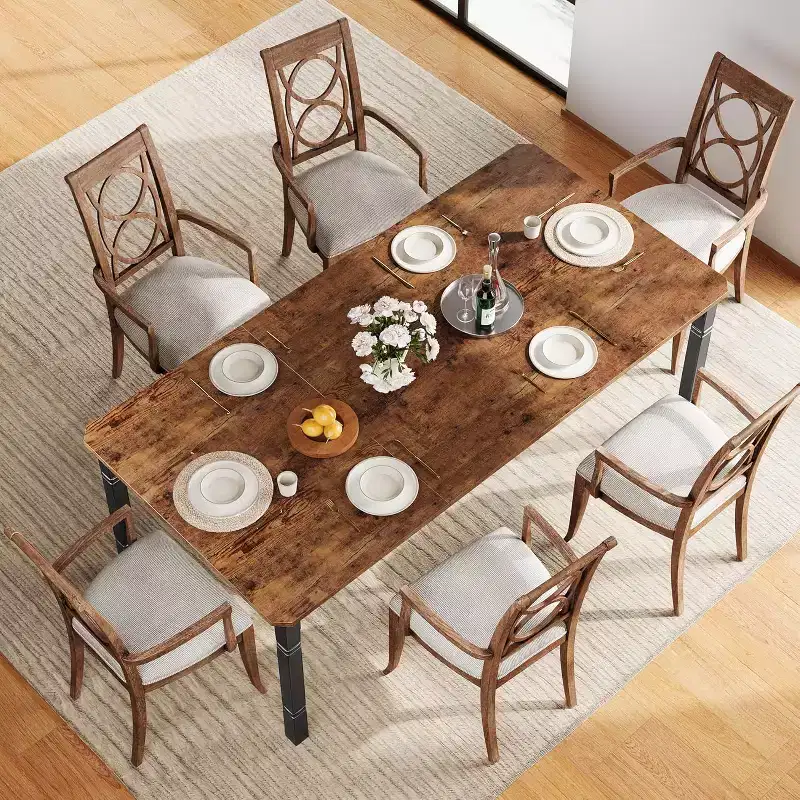 Farmhouse Dining Table for 6-8 People Rustic Industrial Kitchen Table,No chairs
