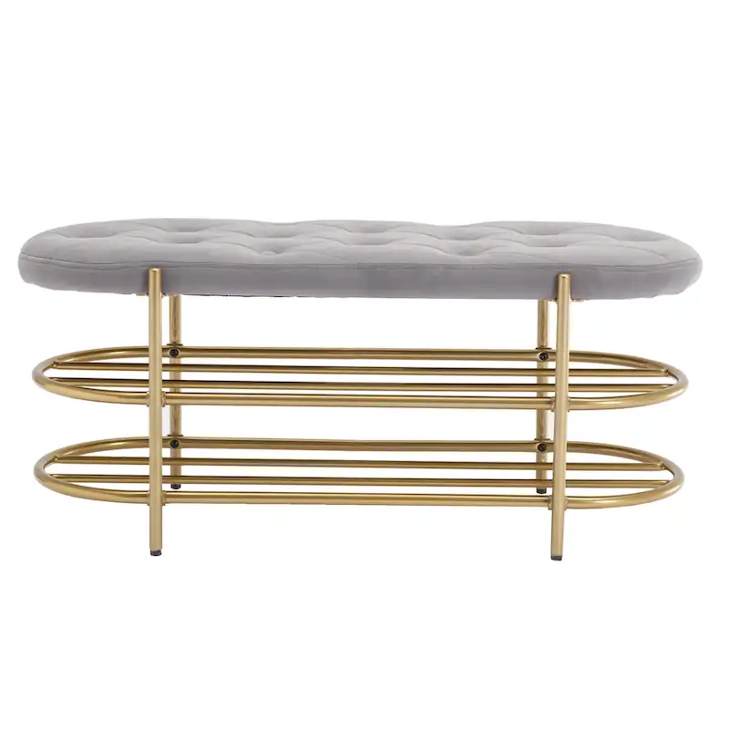 SEYNAR 40 Velvet Upholstered Living Room Bench with Double shoe rack