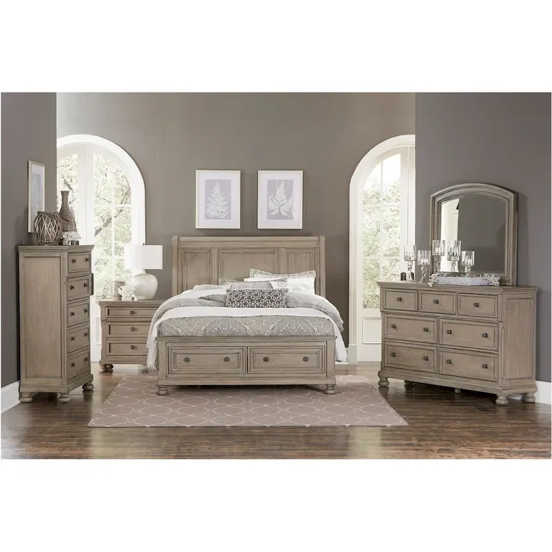 3 Piece Gray Modern Sleigh Storage Platform