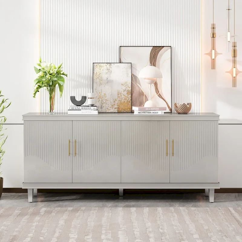 Modern 4-Door Storage Cabinet Sideboard Buffets for Living Room Bedroom and Kitchen