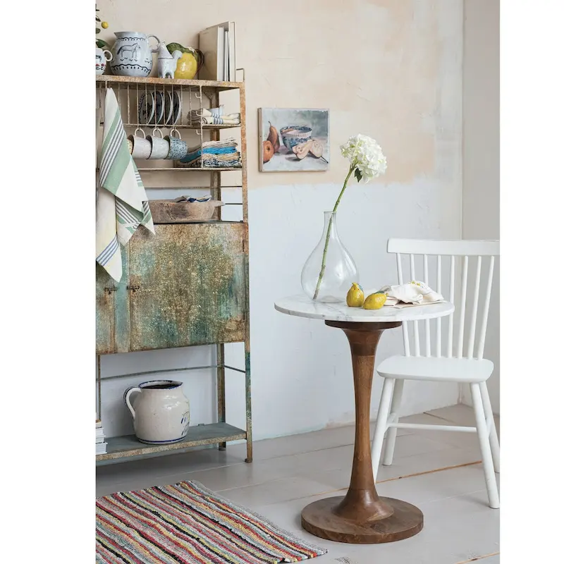 Heavily Distressed Metal Cabinet with Slatted Shelves