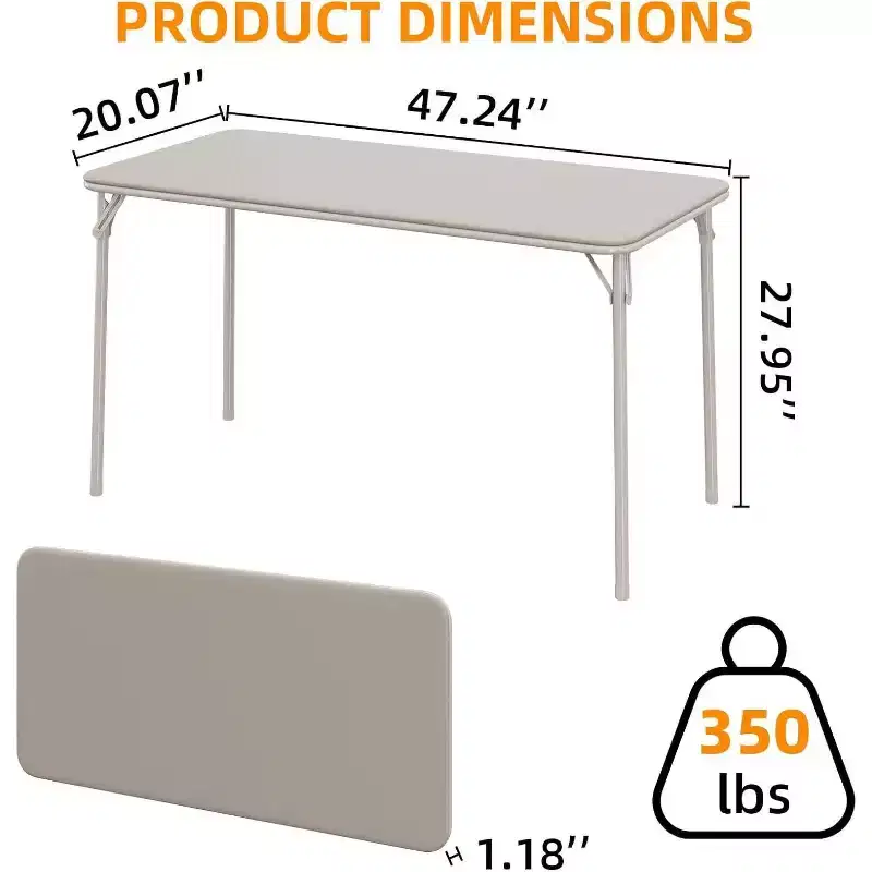 Acekool 4ft Portable Folding Table with PU Leather Surface, Metal Frame & Sturdy Support, Lightweight and Compact for Dining, Office, Outdoor