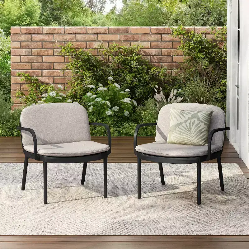 Christopher Knight Home Gudrun Outdoor Polypropylene Club Chair with Water-Resistant Cushion (Set of 2)