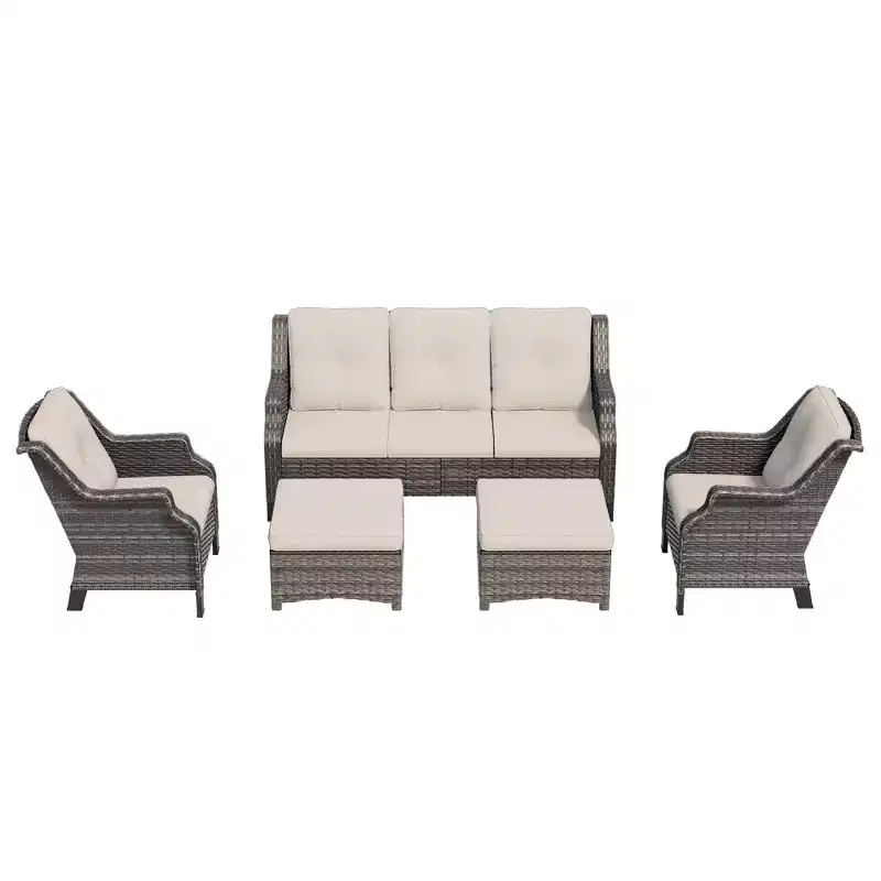 UPTIOT 5-Pieces Outdoor Patio Conversation Sectional Seating Set