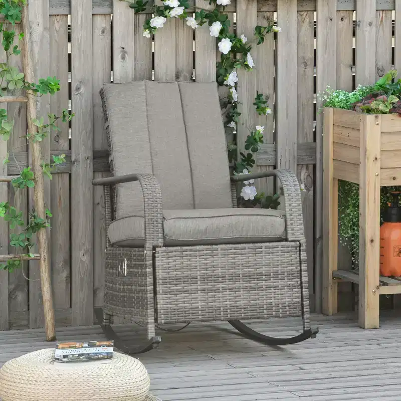 PE Rattan Rocking Recliner with Footrest