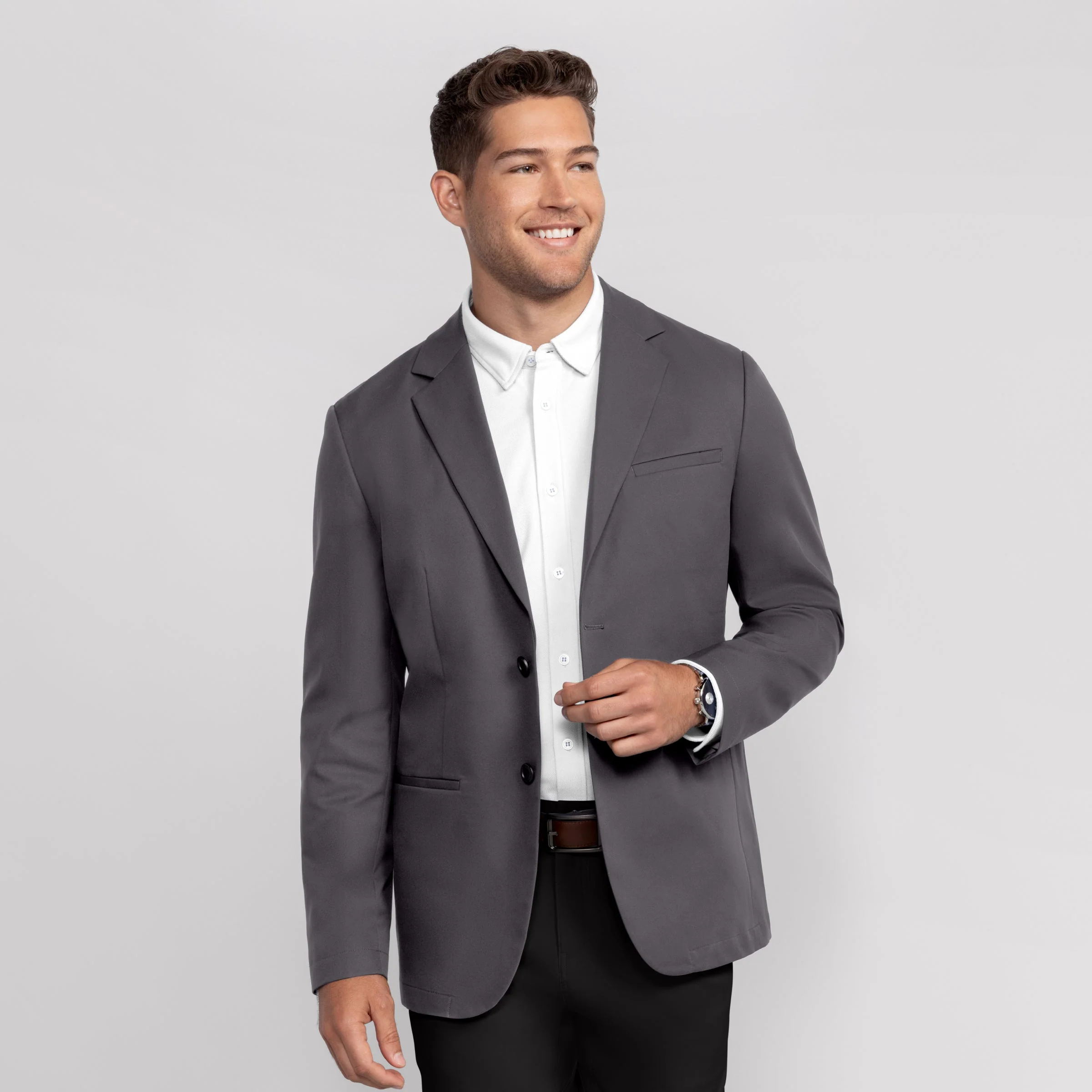 Classic Stretch Blazer - Charcoal Gray