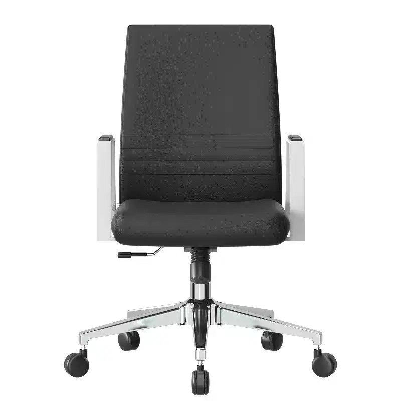 45 in.H Adjustable Height Black Faux Leather Ergonomic Office Chair with Adjustable Lumbar Support