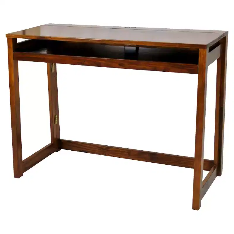 Folding Computer Desk with 4 Port USB Charging Station Walnut