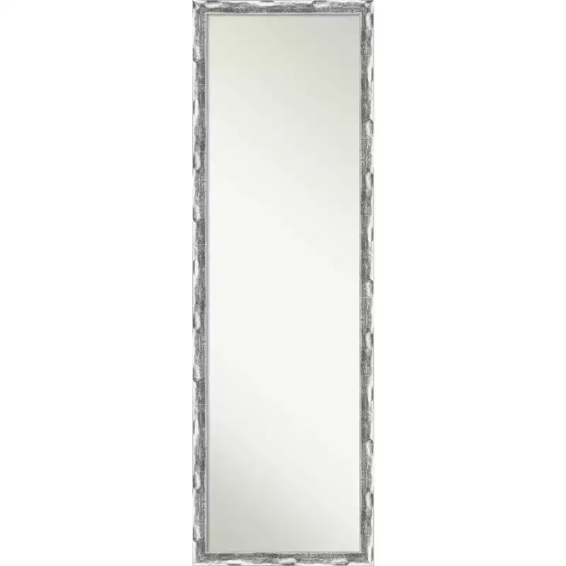 Scratched Wave Chrome Framed Full Length On the Door Mirror: Polystyrene Frame, No Assembly Required