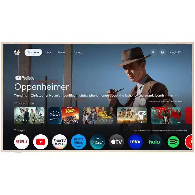 TCL 65 Class NXTVISION 4K QLED Smart Frame with Google TV and Flush Wall Mount - White 65A300W: 120Hz Refresh, Dolby Vision, HDR10+