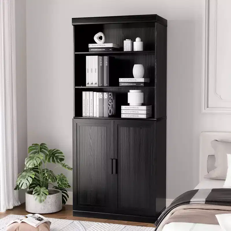 36x31x16 Wood Accent Cabinet with Adjustable Shelf Black