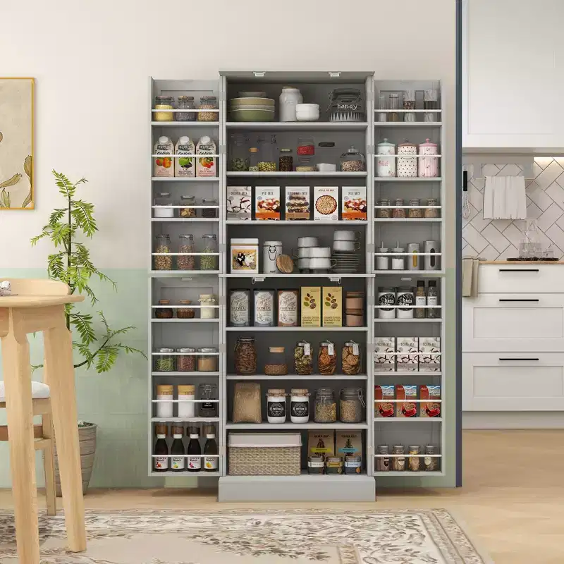 65 Kitchen Pantry Cabinet, Modern Storage Cabinet with Doors and Shelves, Freestanding Cupboard for Dining Room