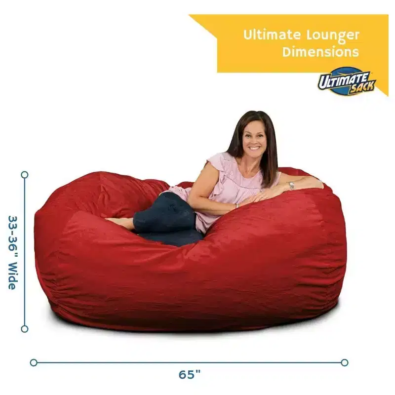 Navy Suede Bean Bag Lounger Chair, 2-Seat