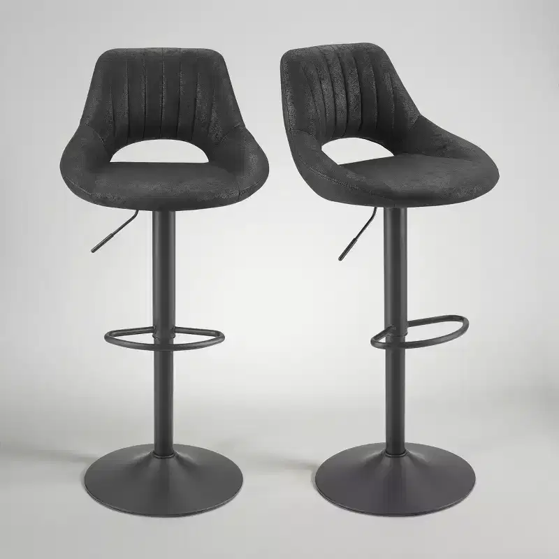 Art Leon Retro Faux Leather Swivel and Height Adjustable Barstool, Set of 2
