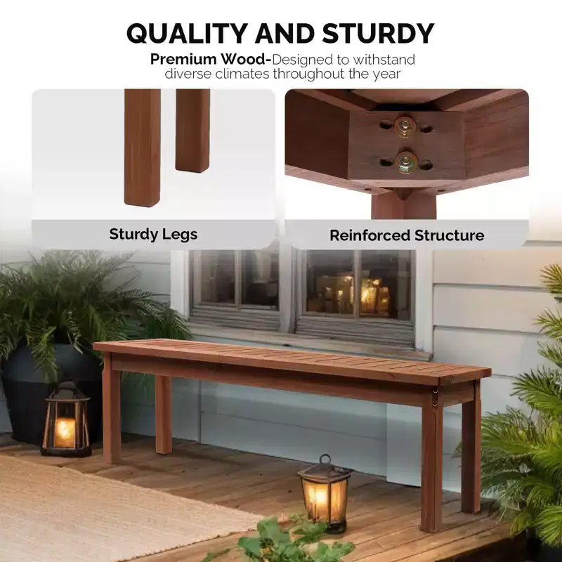 Karl Home | Dark Brown Fir Wood Straight-Leg Bench