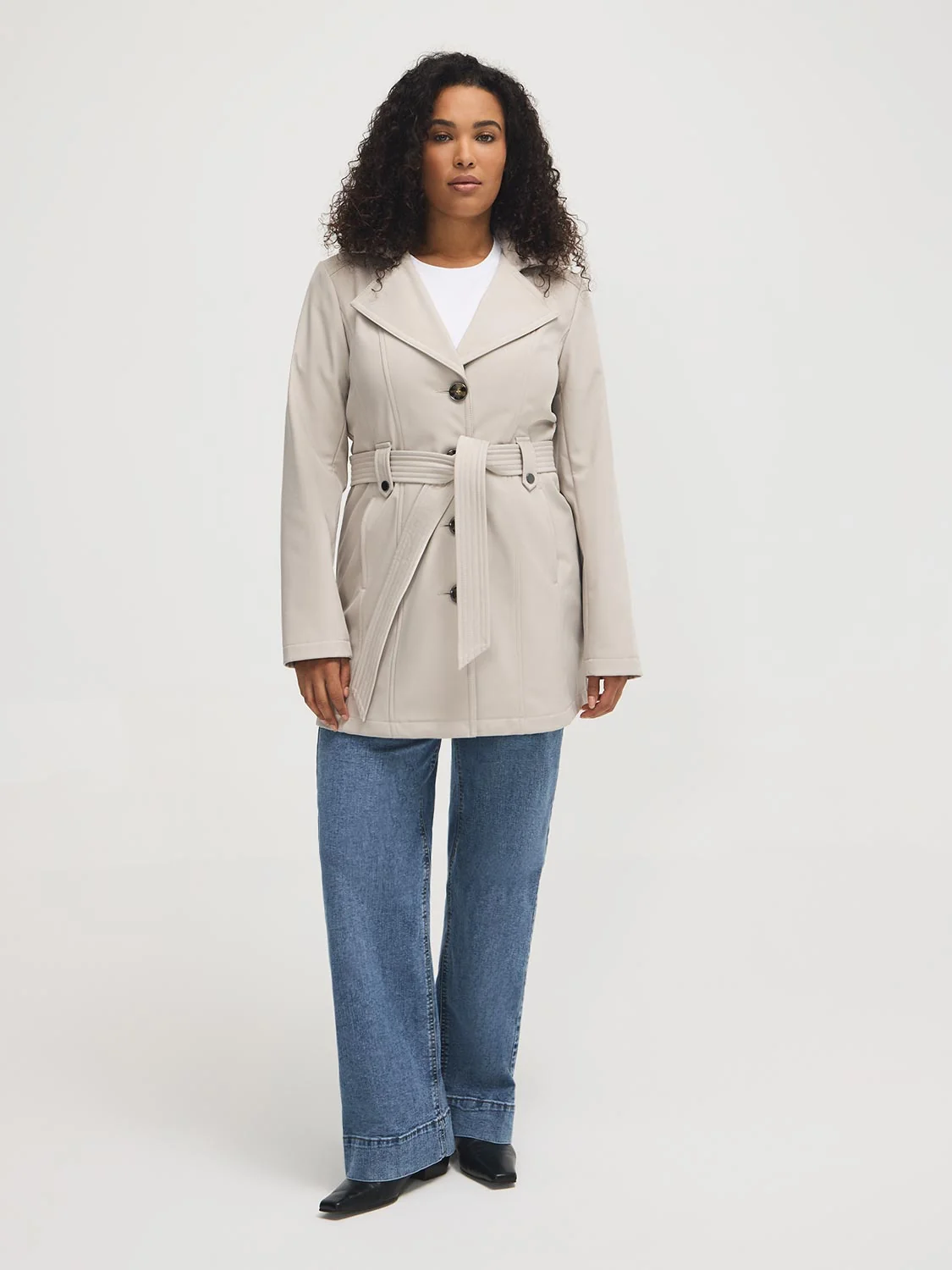 Mid-Length Hooded Trench Coat