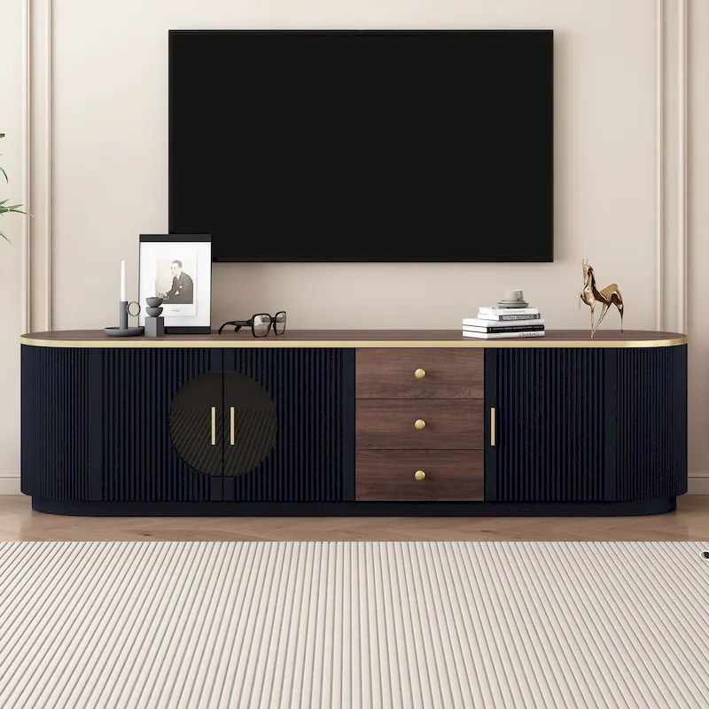 70.8 Modern Minimalist TV Stand for TVs up to 80 Inches, Entertainment Center with 3 Drawers and 1 Shelf