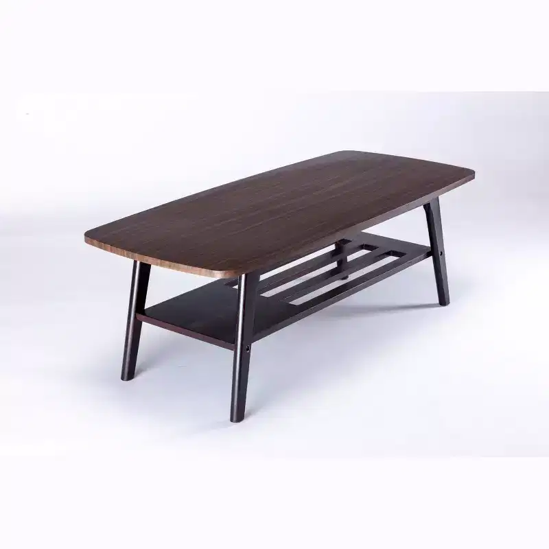 Natural Coffee Table 2-Tier Modern Center Cocktail Table with Storage Open Bookshelf