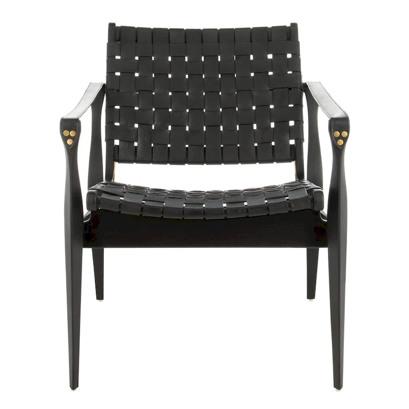 SAFAVIEH Couture Zenica Leather Safari Chair - 24.5 W x 30 L x 30 H - 25W x 30D x 30H