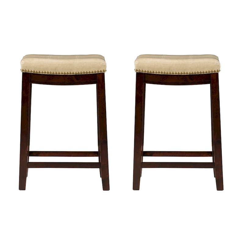 Linon Willamette Faux Leather Bar Stool (Set of 2) - Counter Height