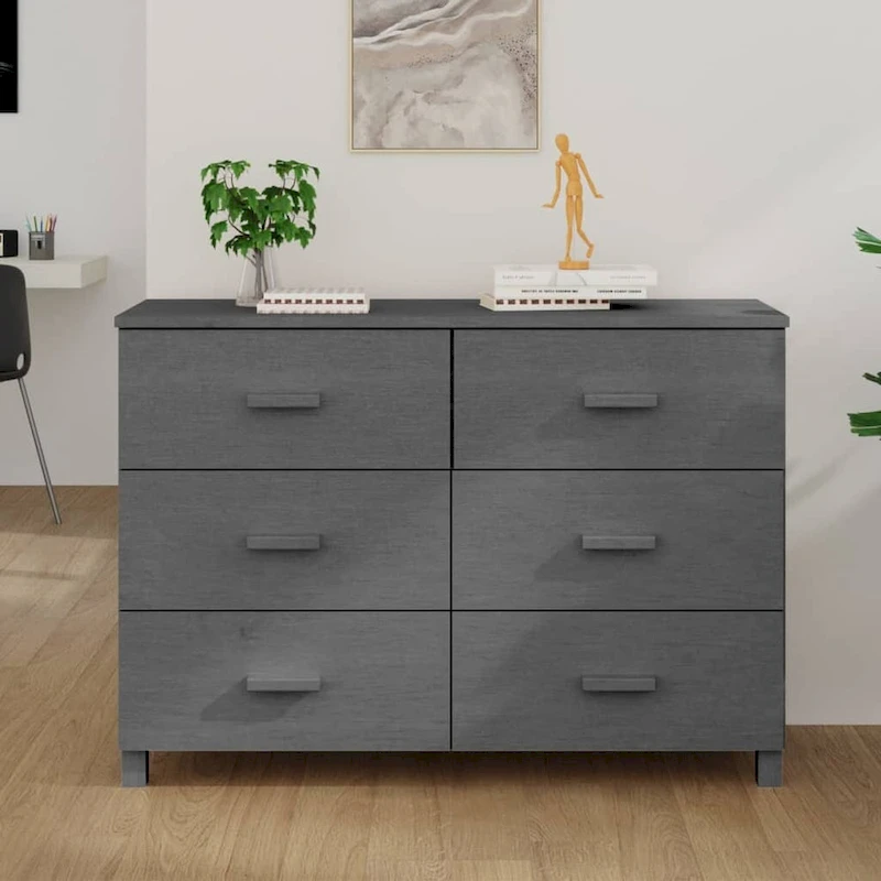 vidaXL Sideboard Buffet Console Cabinet with Storage HAMAR Solid Wood Pine - 44.5x15.7x31.5