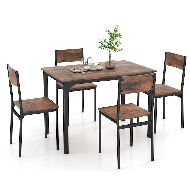 Costway 5 PCS Dining Table Set Industrial Style Kitchen Table & Chairs