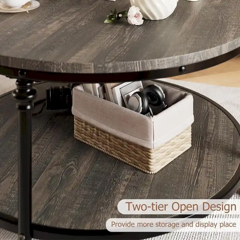 Round Coffee Table 30.31 Industrial Center Table
