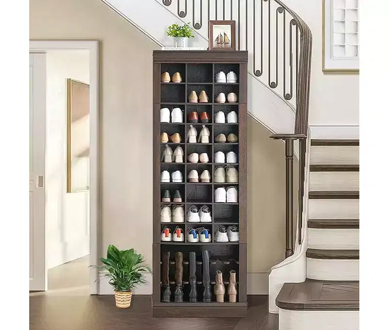 10 Tier High Shoe Cabinet with 27 Compartments, with Space for Tall Boots, Independent Tall Shoe Rack Organizer for Hallway, Hallway