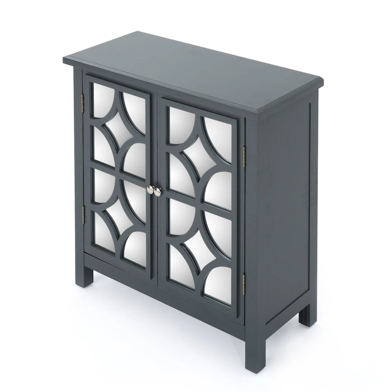Melora Fir Wood Double Door Cabinet With Mirror Accents by Christopher Knight Home