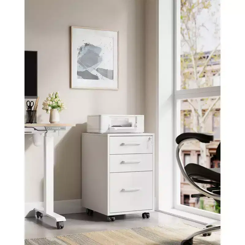 Pre-Assembled File Cabinet with Lock, Office Storage for A4/Legal/Letter Documents, 17.7x14.4x23.6 Inches