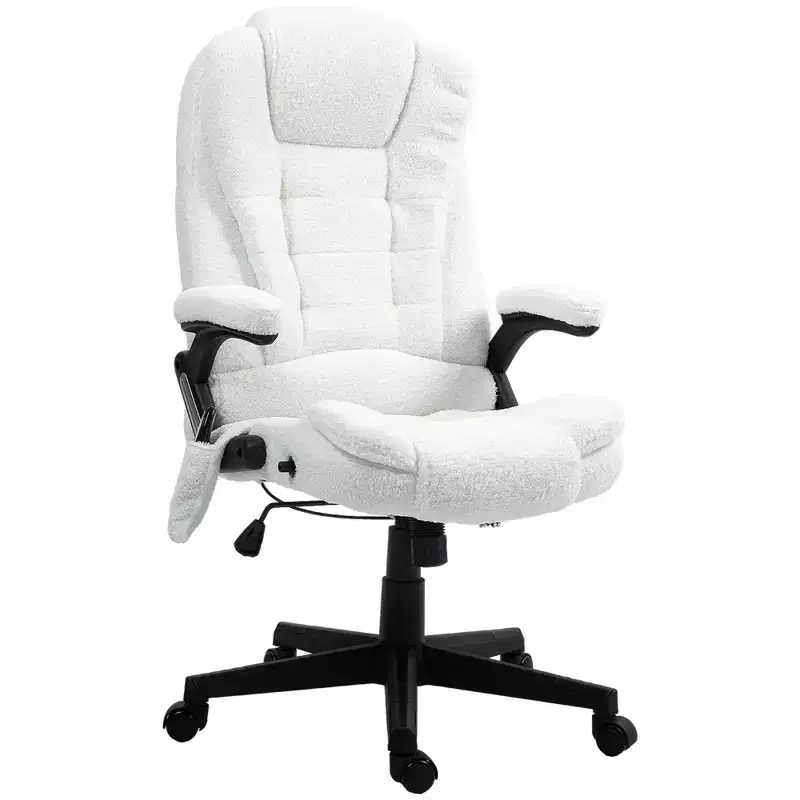 Vinsetto 6 Point Vibrating Massage Office Chair with Heat, Velvet High Back Executive Office Chair with Reclining Backrest, Armrests