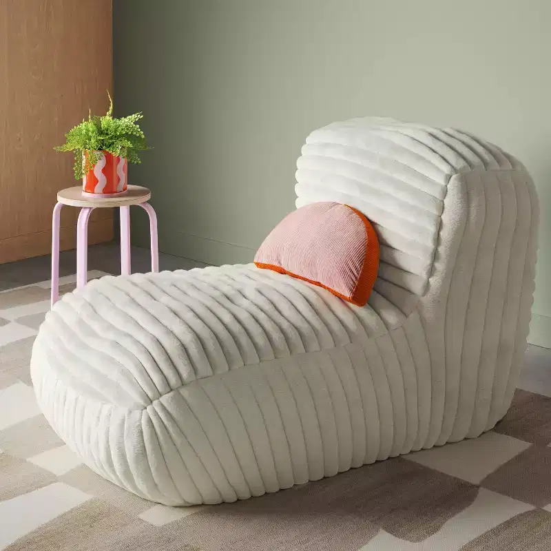 Dorm Memory Foam Filled Bean Bag Lounger with Corduroy Cover and Structured High Back Cream - Room Essentials™