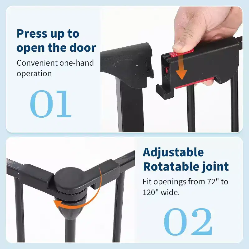 Adjustable Pet Gate with Locking Door - Expandable to 201.6 Inches, 3-8 Panel Metal Dog Barrier, Freestanding Home Safety Fence
