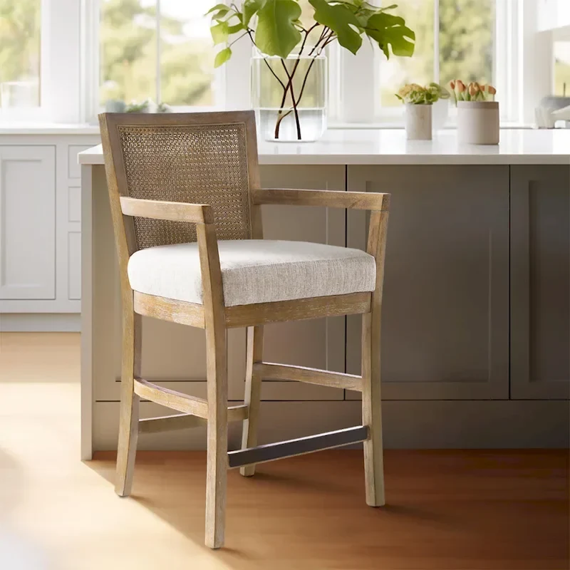 Blaine Cream/Reclaimed Natural Cane Back Counter Stool
