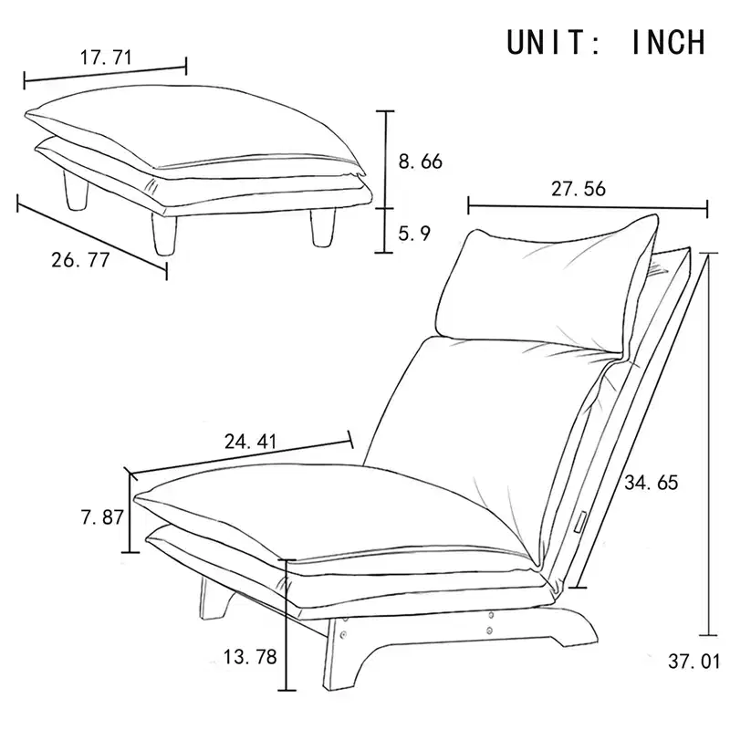 Lazy Sofa Balcony Leisure Chair for Living Room Bedroom, Foldable Reclining Chair, Single Sofa, Functional Chair