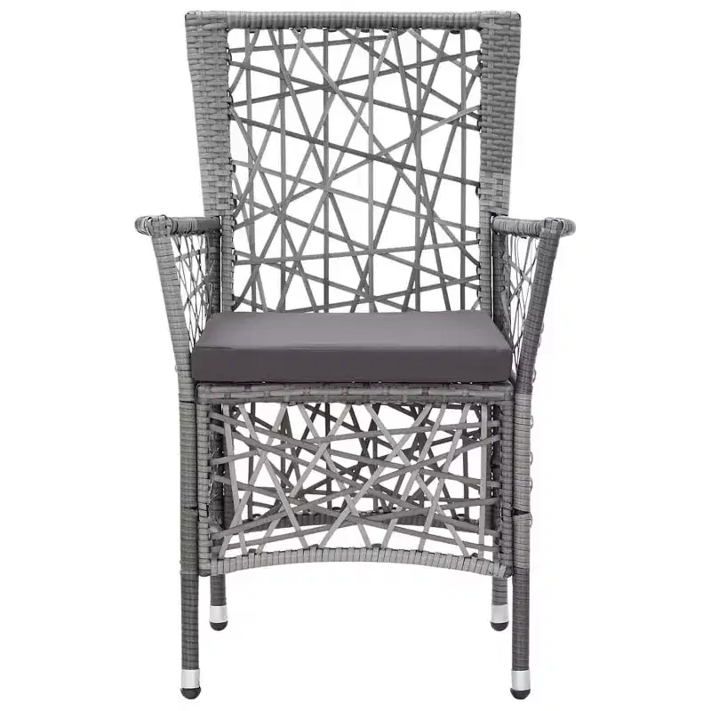 vidaXL Dining Set PE rattan, Steel, Tempered Glass Large