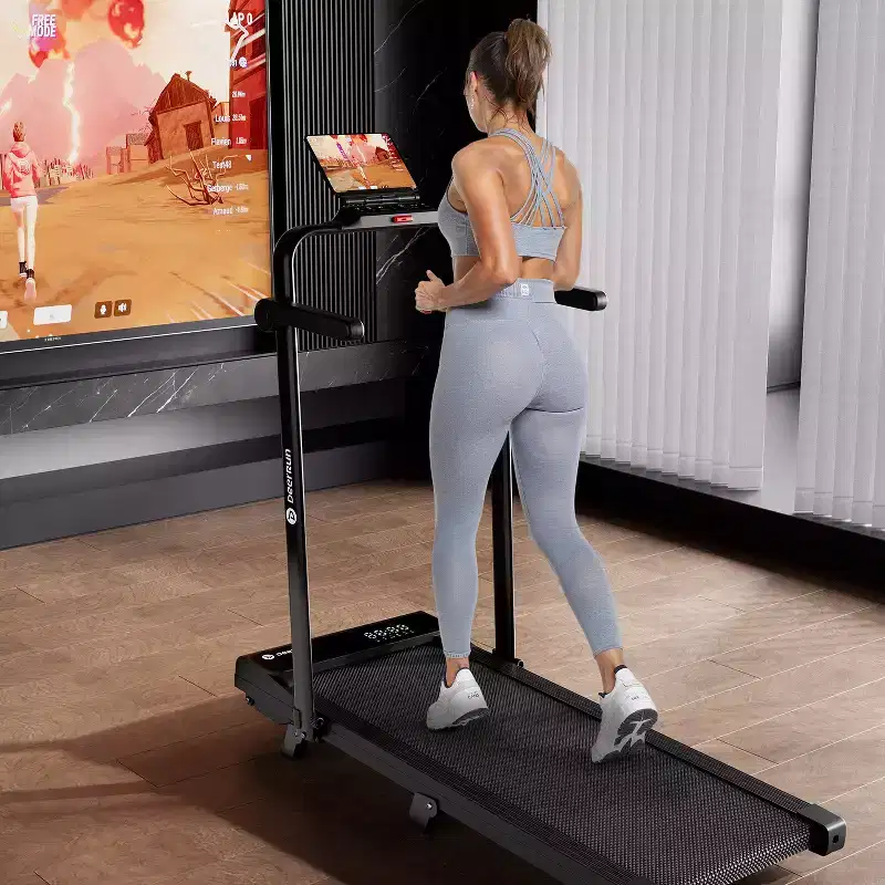 DeerRun A6 Plus 2026 New Slim 2-in-1 Folding Treadmill with 5% Incline, Bluetooth & Remote Control, 300lbs