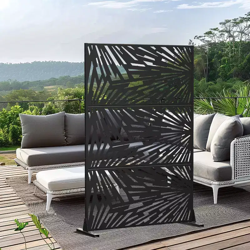 MAYEERTY 72x47 Black Outdoor Natural Privacy Panel Screen, 3 Piece Set Natural Folding Divider for Backyard and Garden