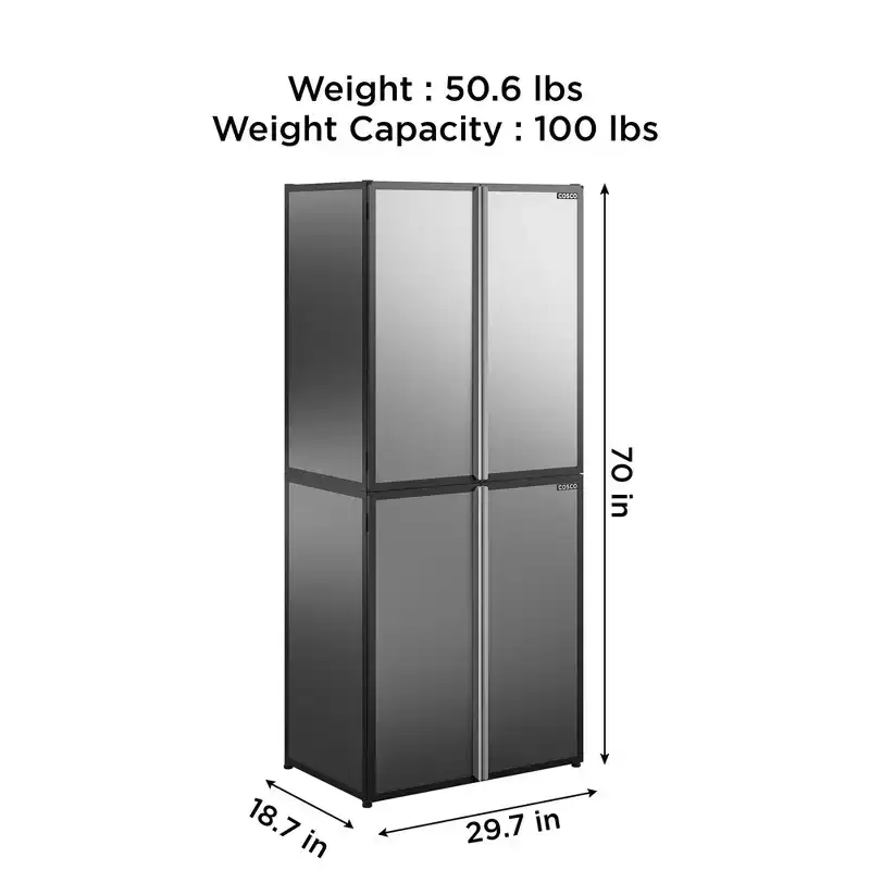 Freestanding Stackable Garage Cabinet – Black & Gray, 100 lb Capacity
