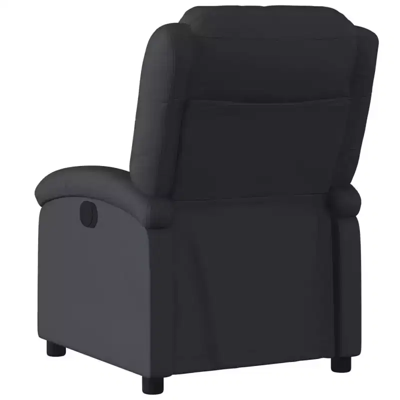 vidaXL Recliner Chair Wingback Reclining Sofa Seating Furniture Real Leather - Black Manual Push Back No Massage