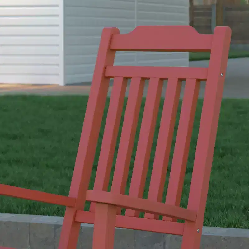 Emma and Oliver All-Weather Rocking Chair in Faux Wood - Patio and Backyard Furniture