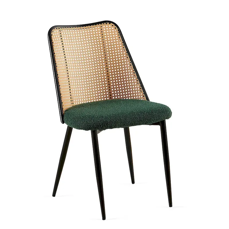 Dining Chairs Set of 4,Boucle Chairs with Natural Cane Back