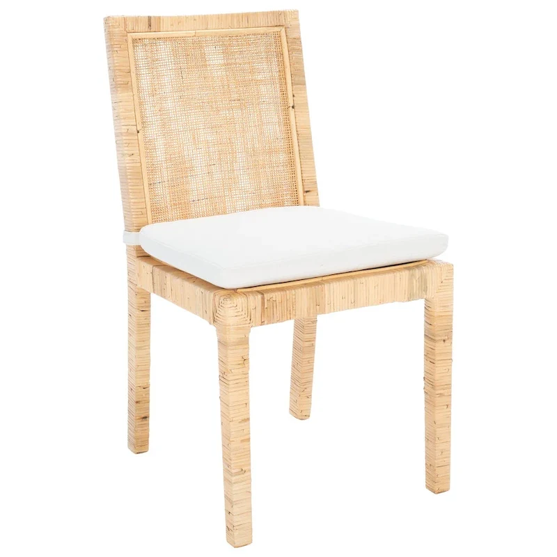 SAFAVIEH Jessye Cane Dining Room Chair with Cushion (Set of 2) - 21.7 W x 18.1 L x 38.6 H - 22W x 18D x 39H