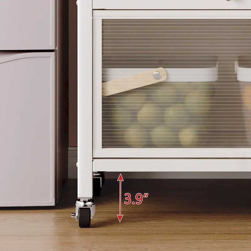 Open-Door Kitchen Shelving Floor-To-Ceiling Multilevel Household Microwave Storage Cabinet Bowls (no include stool)