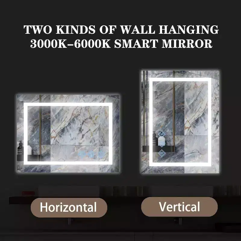 Acekool 32 x 24 Inch Bathroom Mirror, Wall Mounted Vanity Mirror with Touch Dimming, Smart Memory, Anti-Fog and IP54 Waterproof