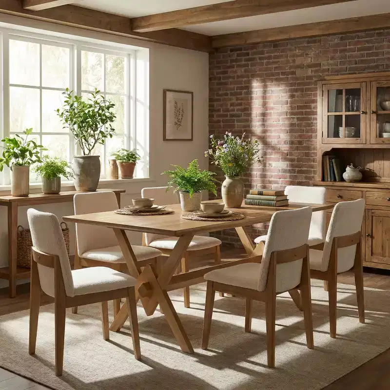 Christopher Knight Home Paulina 7 Piece Farmhouse Rubberwood Dining Set with Upholstered Chairs