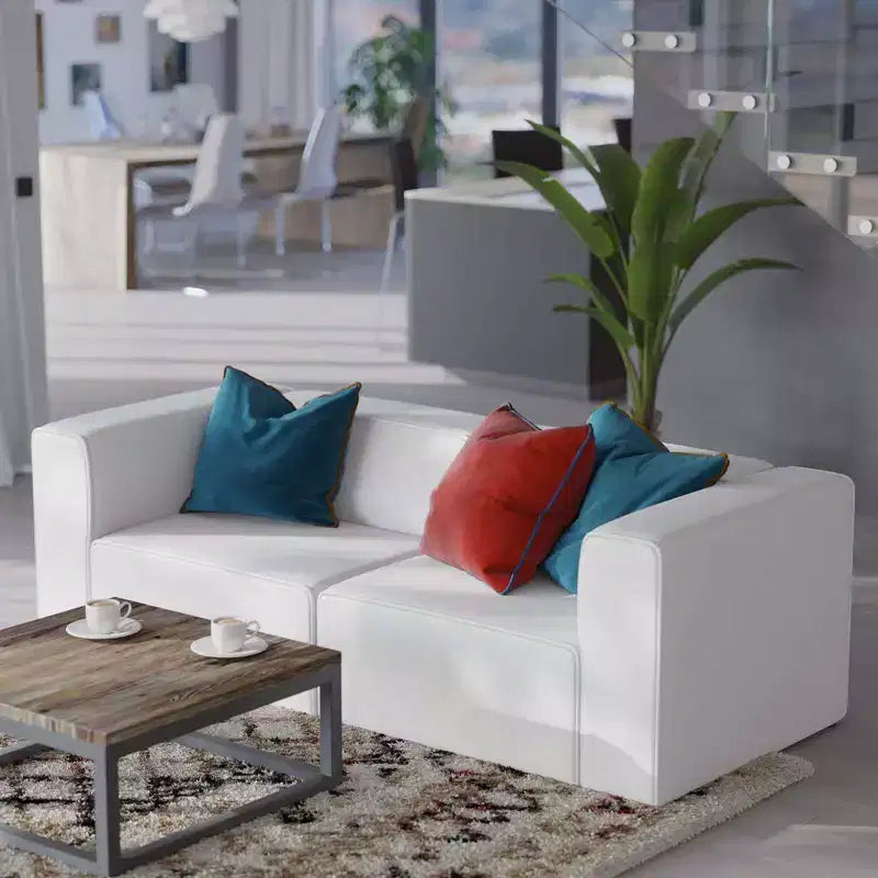 2pc Mingle Vegan Leather Sectional Sofa Loveseat - Modway
