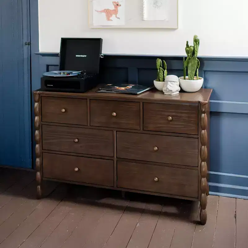7 Drawer Spindle Dresser - Solid Pine, Kids Bedroom