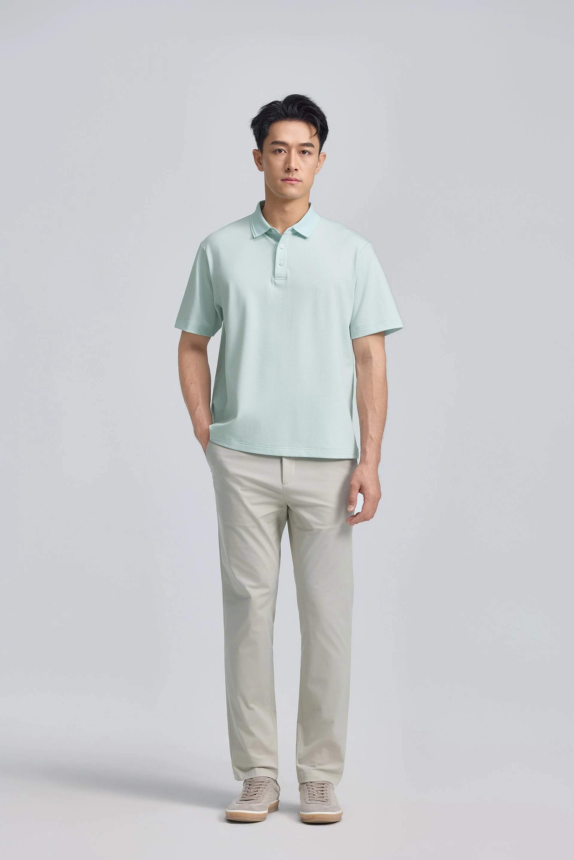 Tonal Tipped Pique Polo – Seafoam Green
